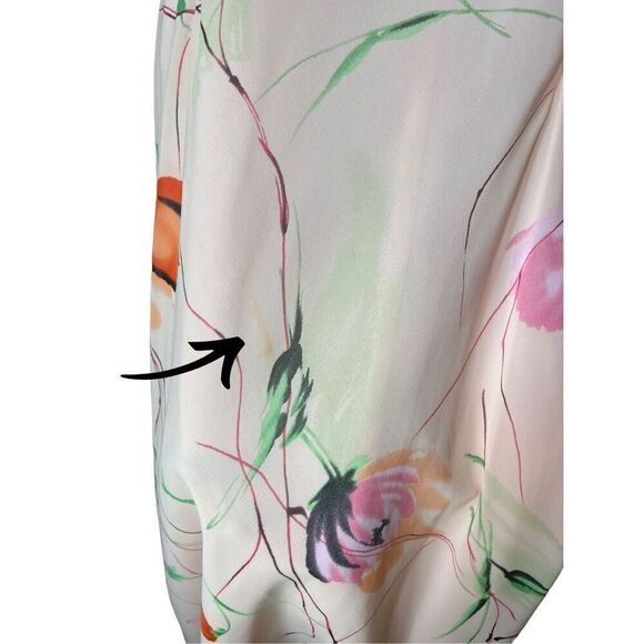 Vintage Y2K Mary McFadden Pink Peach Floral Flutter Cap Sleeve Maxi Dress Size 1 - Picture 9 of 11